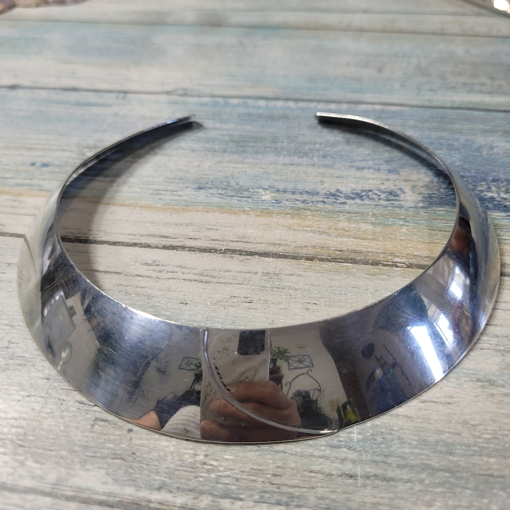 Ed Levin Silver Choker Necklace. - Picture 5 of 10